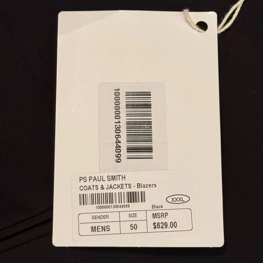 NWT PS Paul Smith Black Blazer 40 US/50 EU | Slim Fit Cotton Jacket MSRP $629